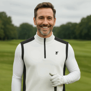 3Tees Essential – Herren Golfweste Weiss (Quarter-Zip)
